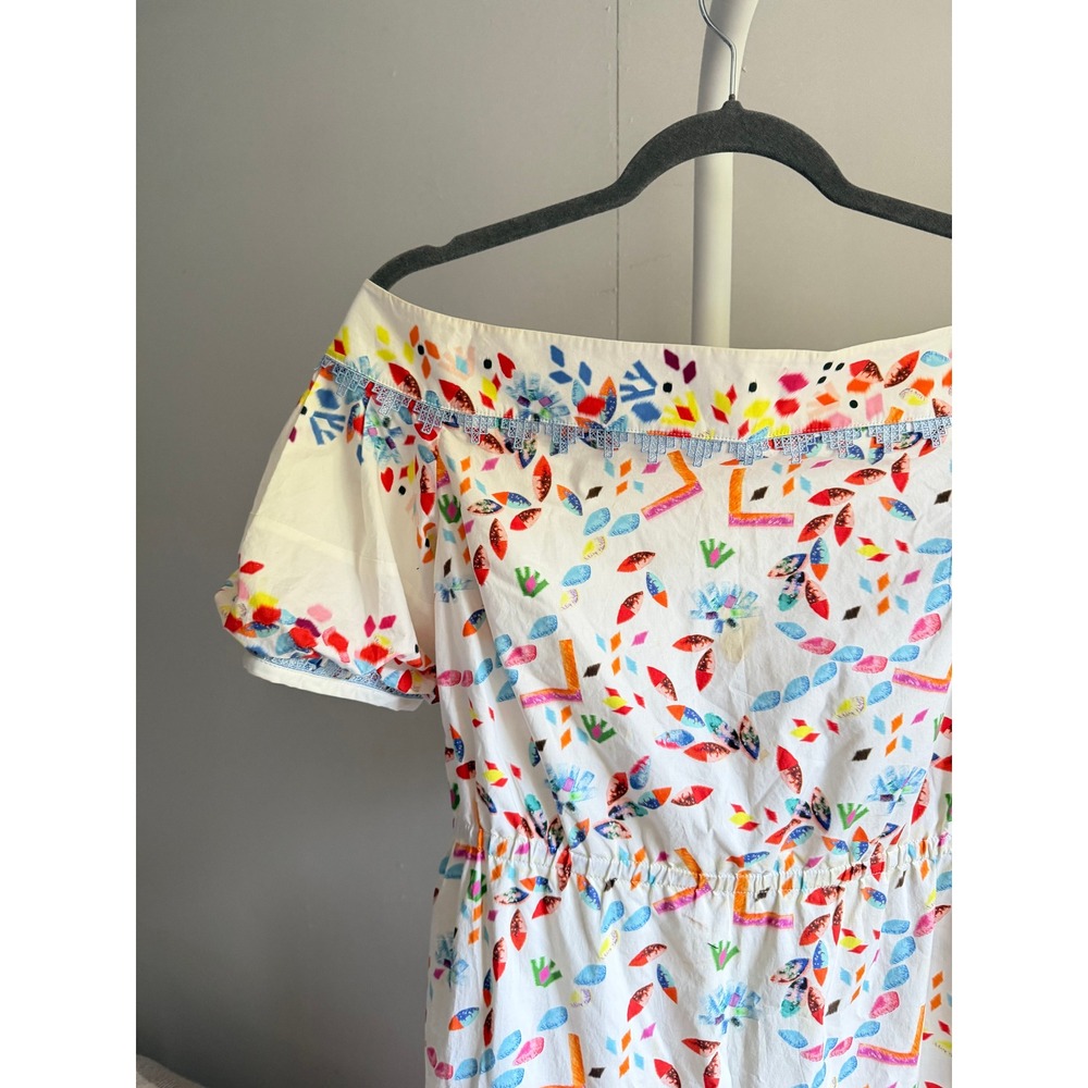 $1200 Peter Pilotto Off-The-Shoulder Dress 8 White Multi Abstract Ruffle Mini - Picture 3 of 8